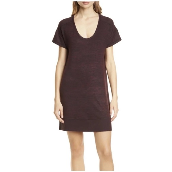 Rag & Bone Ramona Scoop Neck Shift Dress Short Sleeve In Dark Cranberry Sz L - Picture 1 of 15